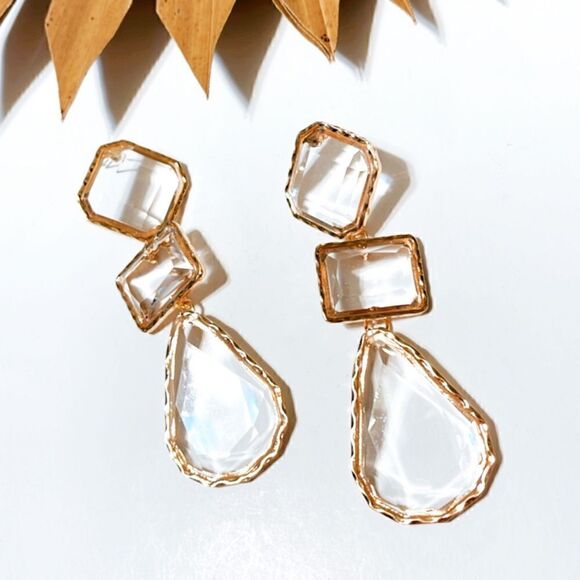 Clear crystal drop earrings #668 - Picture 4 of 5